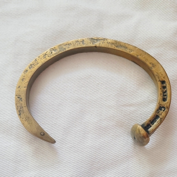 Giles & Brother Le Beau Edgy Railroad Brass Spike Cuff Rare "limited Edition" - Picture 2 of 6